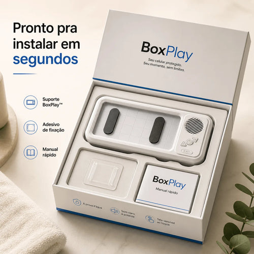 BoxPlay™ | Use seu celular no banho com som potente e proteção total