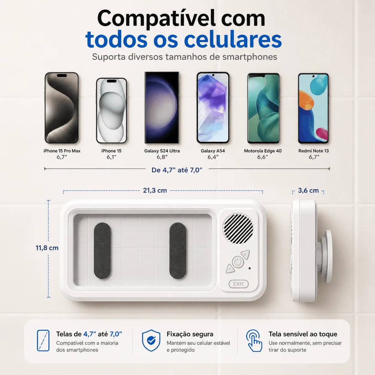 BoxPlay™ | Use seu celular no banho com som potente e proteção total